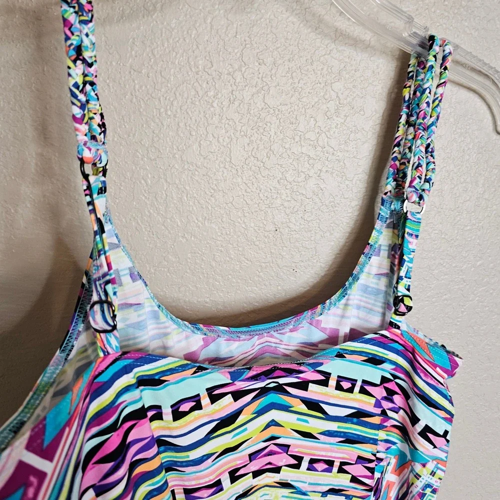 Kenneth Cole Reaction Romper Swim Cover Up Geometric Bright Print‎ Small